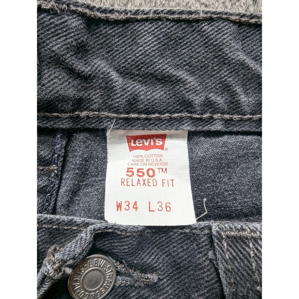Vintage Levi's 550 Relaxed Fit Jeans Men's Size 34x36 Black Made In USA - Picture 3 of 14